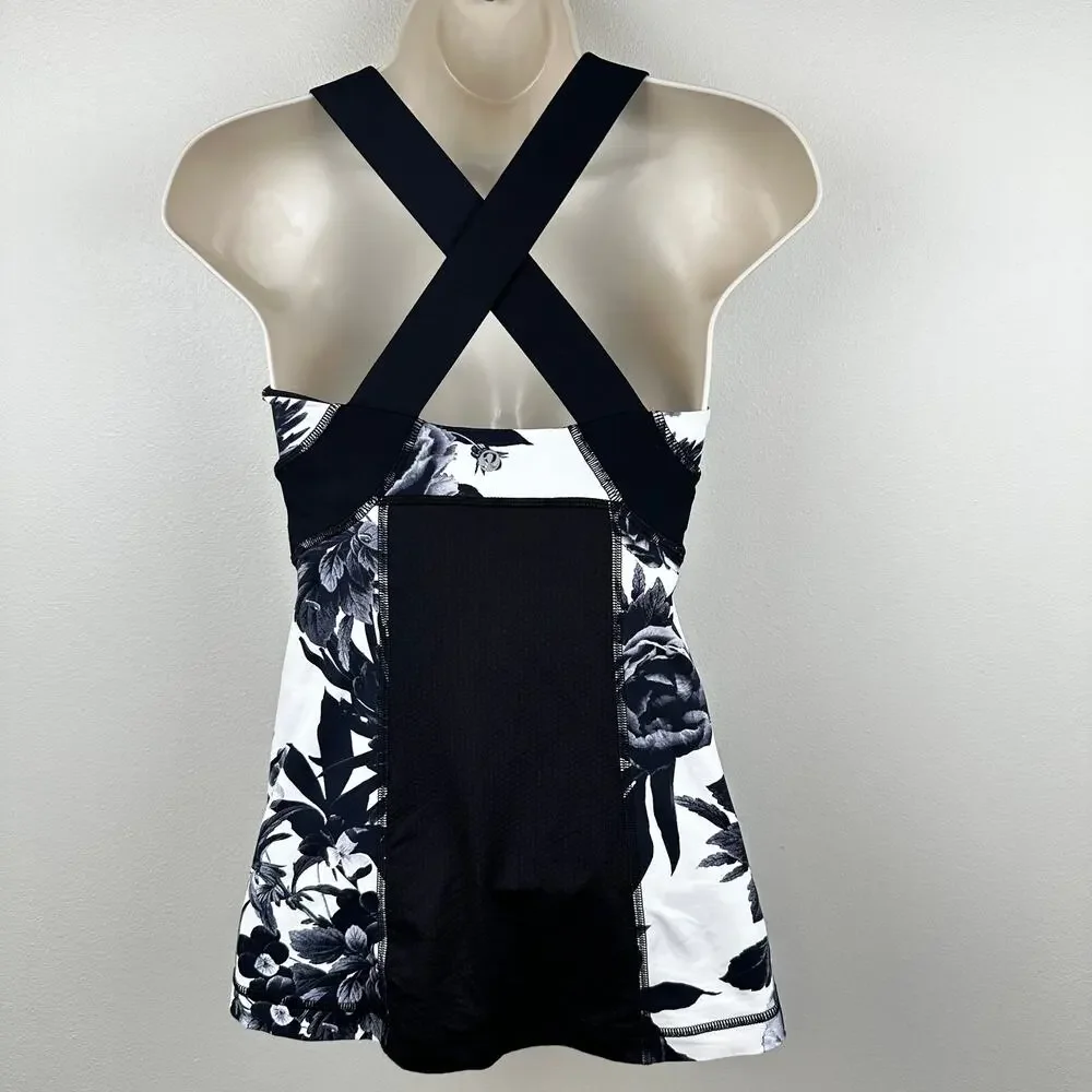 Lululemon Women's Lululemon Push Ur Limits Tank Brisk Bloom Black White Black 4
